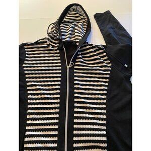 Avenue Zip Stripe Black Jacket Hoodie, plus size 14/16